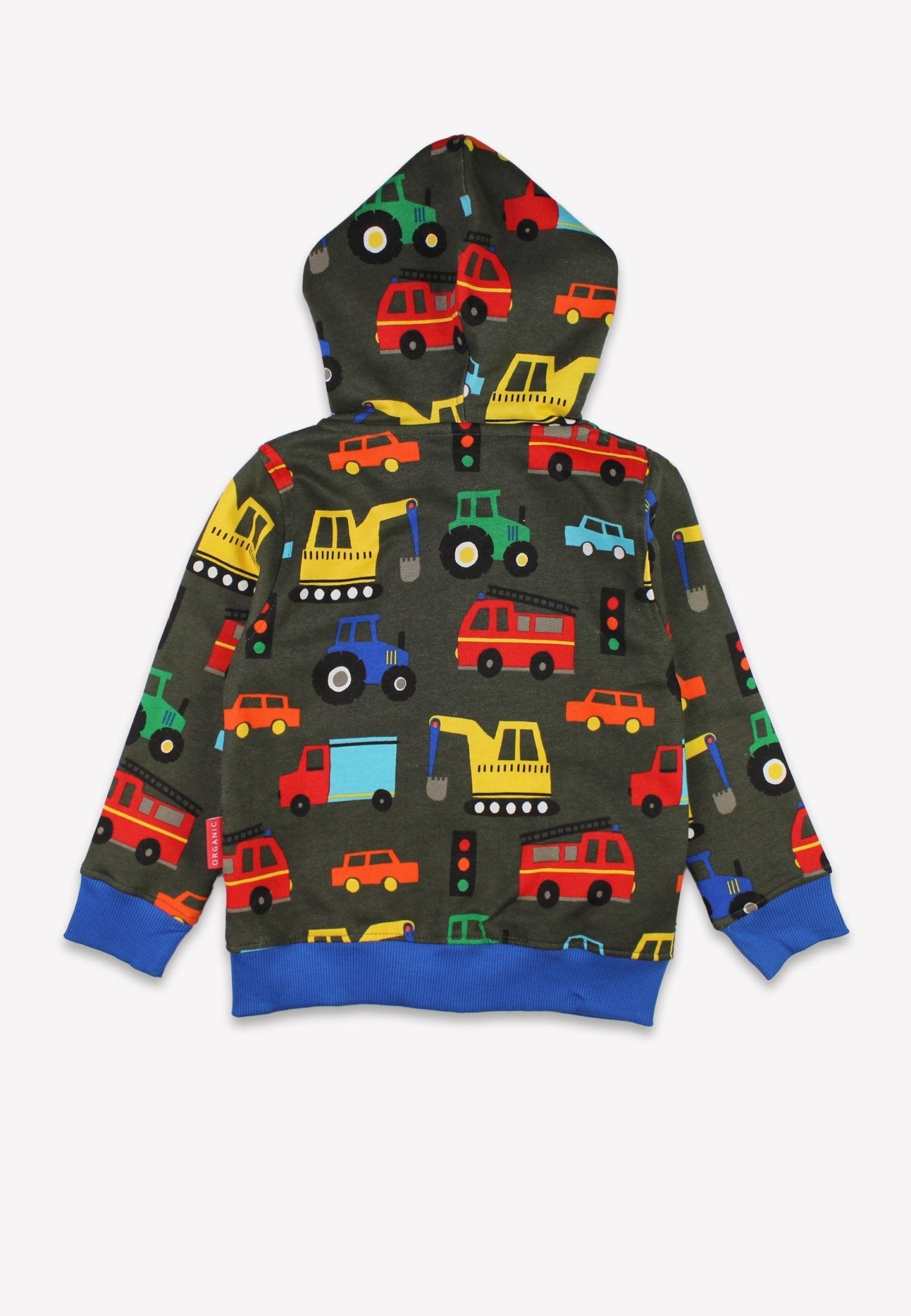 Bio - Baumwoll Kinder Sweatjacke mit Kapuze und mit Fahrzeug - Druck - Toby Tiger GmbH