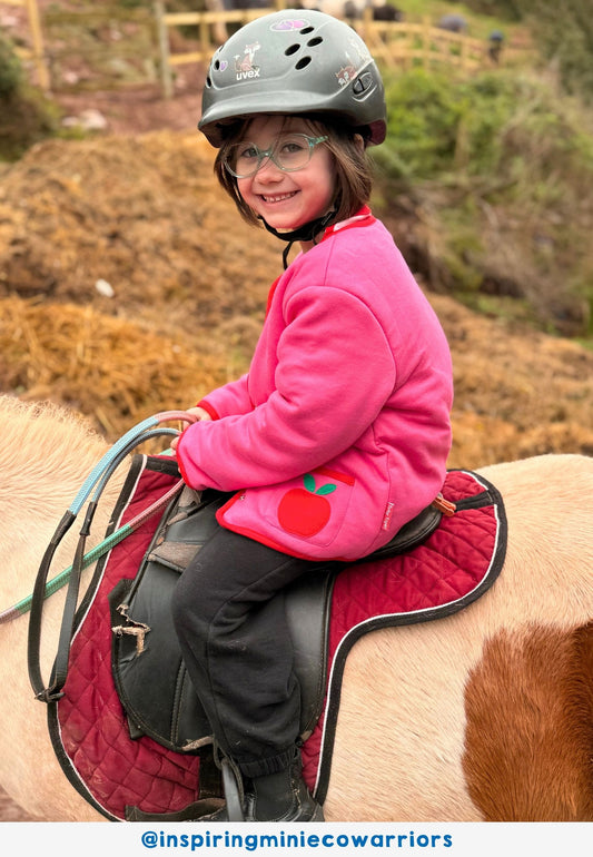 Bio-Baumwoll Kinder Jacke zum Wenden mit Apfel-Applikationen