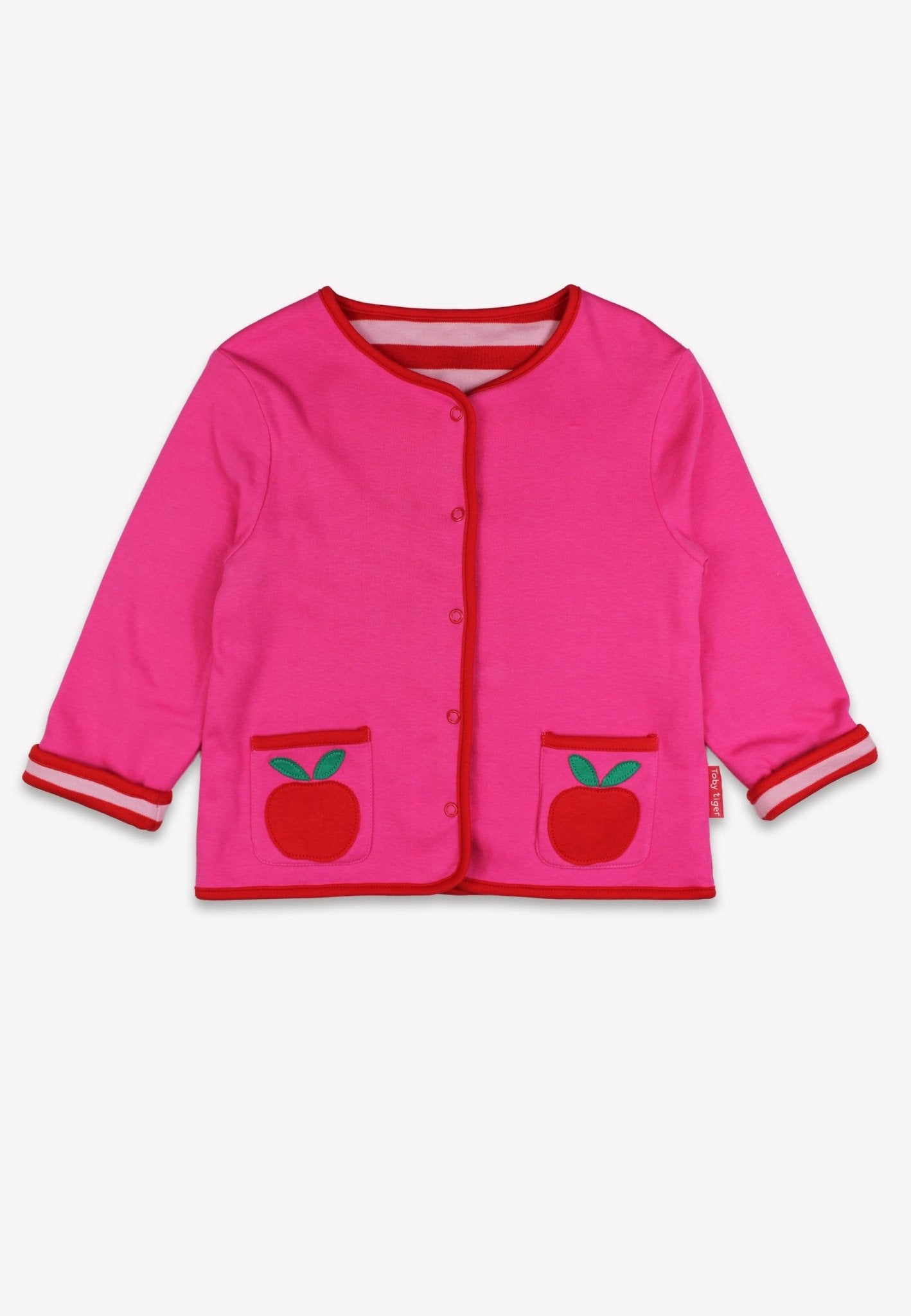 Bio-Baumwoll Kinder Jacke zum Wenden mit Apfel-Applikationen
