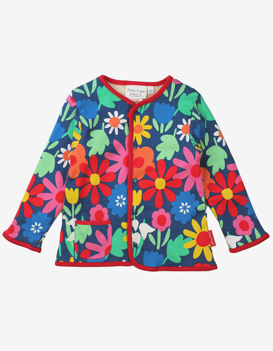 Organic cotton reversible jacket with striking floral pattern