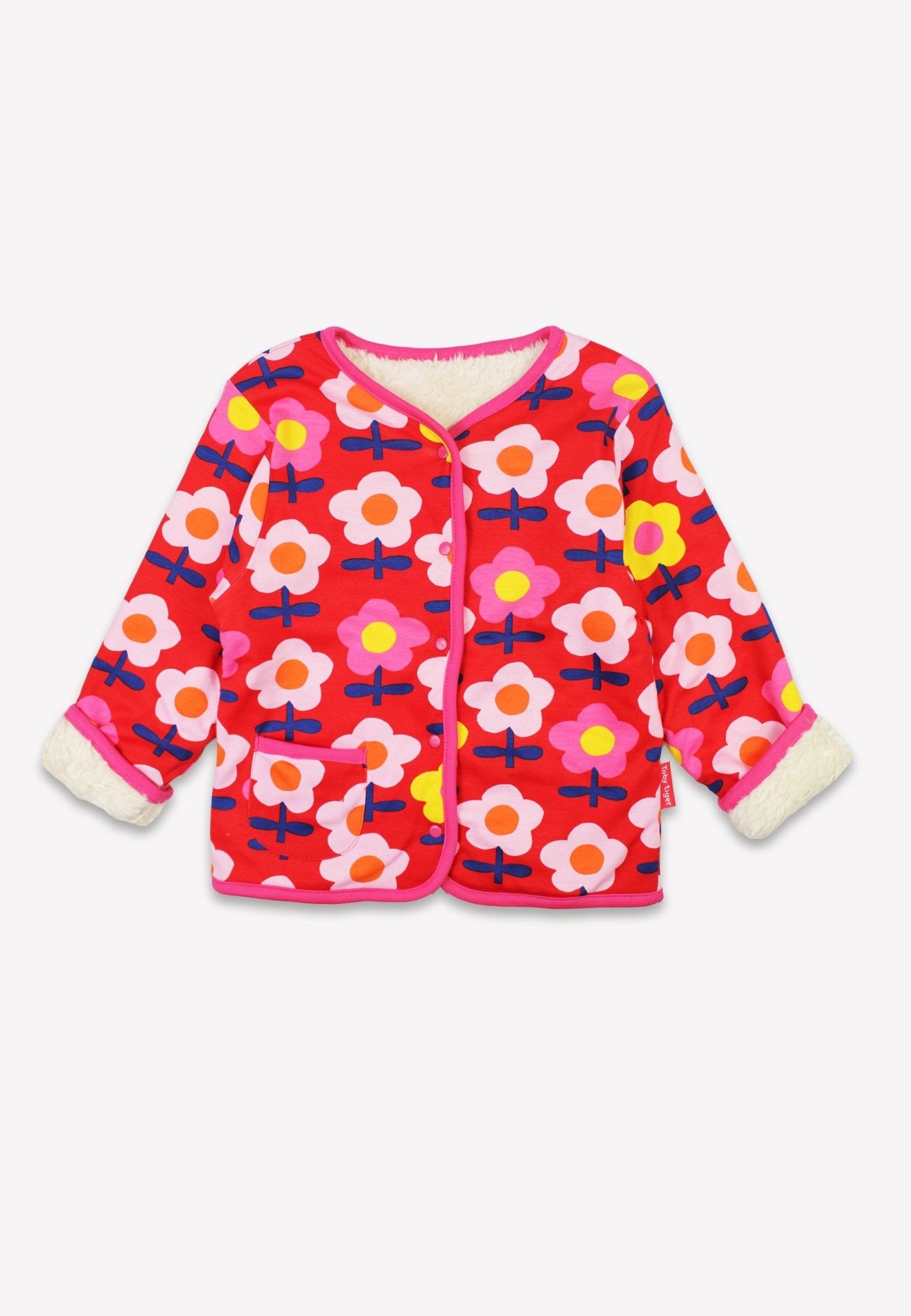 Bio - Baumwoll Kinder Jacke zum Wenden mit Retro Blumen - Druck - Toby Tiger GmbH