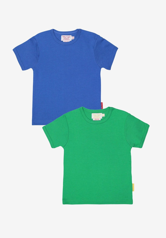 Kinder - Kurzarmshirt - Set aus Bio - Baumwolle – Blau & Grün - Toby Tiger GmbH