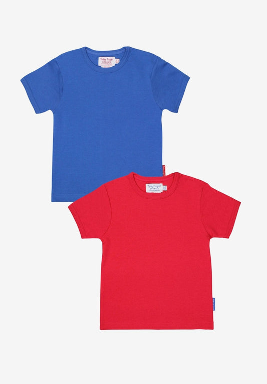 Kinder - Kurzarmshirt - Set aus Bio - Baumwolle – Blau & Rot - Toby Tiger GmbH
