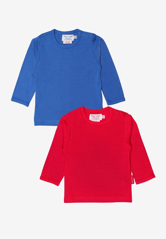 Kinder - Langarmshirt - Set aus Bio - Baumwolle – Blau & Rot - Toby Tiger GmbH