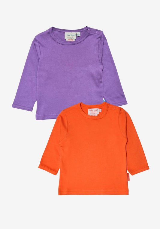 Kinder - Langarmshirt - Set aus Bio - Baumwolle – Lila & Orange - Toby Tiger GmbH