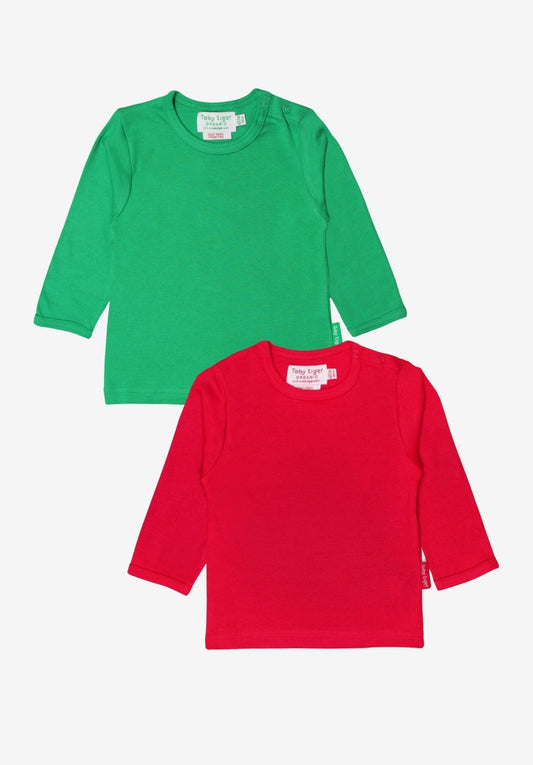Kinder - Langarmshirt - Set aus Bio - Baumwolle – Rot & Grün - Toby Tiger GmbH
