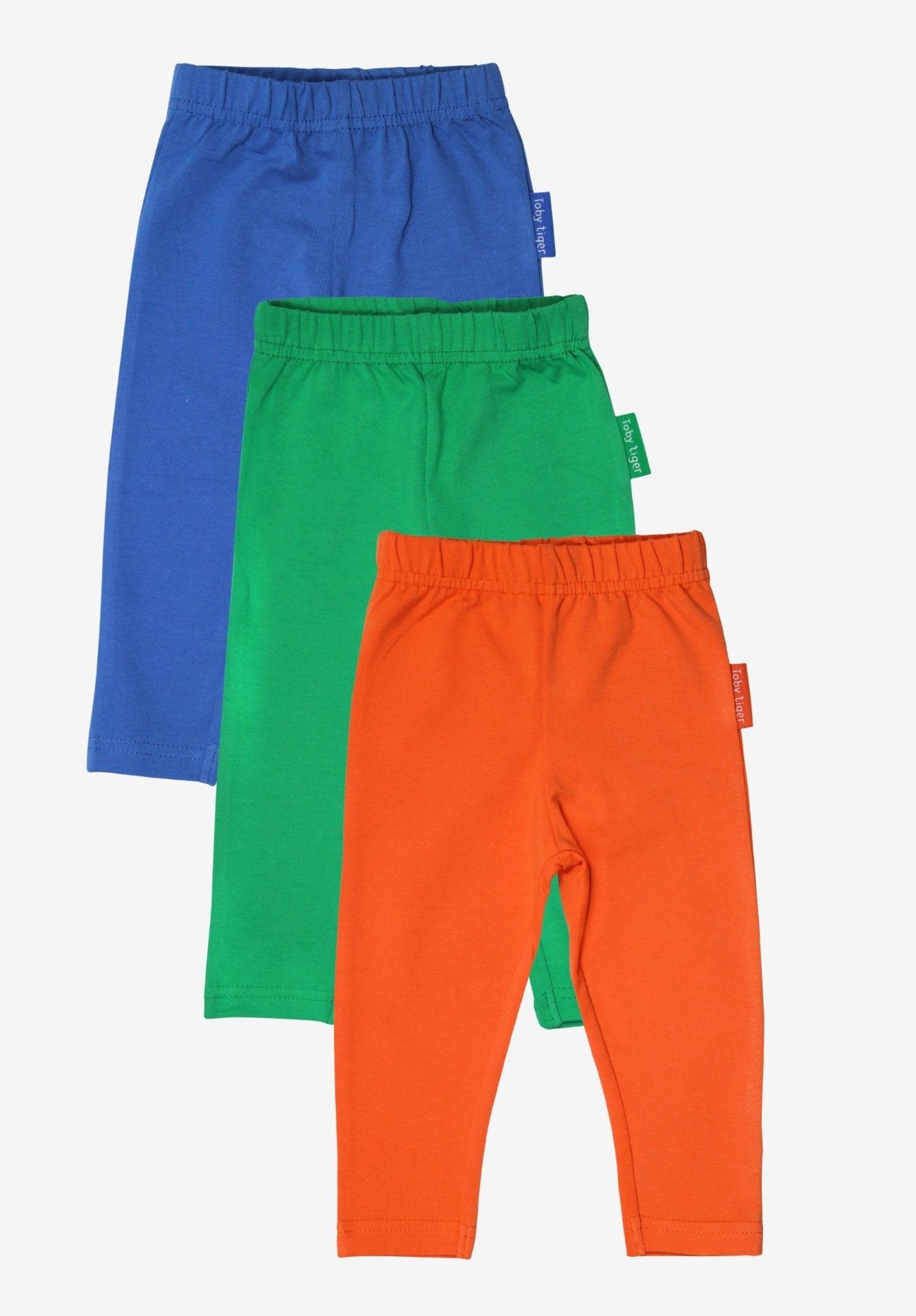Kinder - Leggings - Set aus Bio - Baumwolle – Blau, Grün und Orange - Toby Tiger GmbH