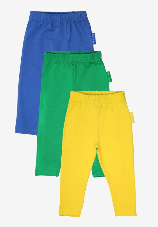 Kinder - Leggings - Set aus Bio - Baumwolle – Grün, Blau und Gelb - Toby Tiger GmbH