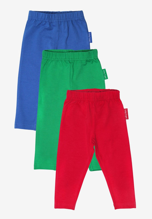 Kinder - Leggings - Set aus Bio - Baumwolle – Grün, Blau und Rot - Toby Tiger GmbH