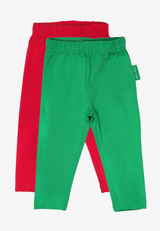 Kinder - Leggings - Set aus Bio - Baumwolle – Rot & Grün - Toby Tiger GmbH