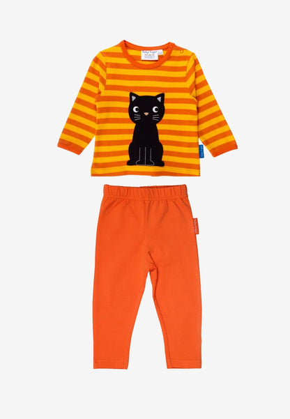 Langarmshirt aus Bio Baumwolle mit Katzen Applikation mit Leggings - Toby Tiger GmbH