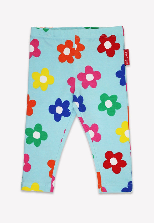 Bio - Baumwoll Kinder Leggings mit Regenbogenblumen - Druck - Toby Tiger GmbH