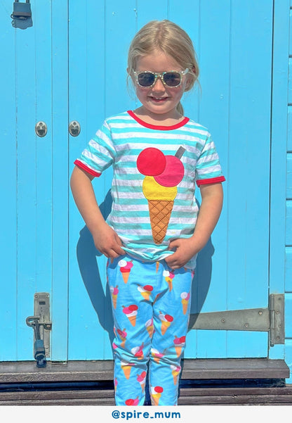 Bio - Baumwoll Kinder Leggings mit Eiswaffel - Druck - Toby Tiger GmbH