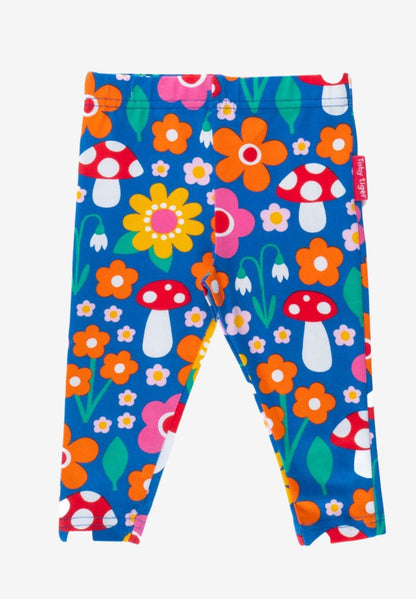 Bio Baumwoll - Leggings mit Blumen Muster und Pilz Applikationen - Toby Tiger GmbH