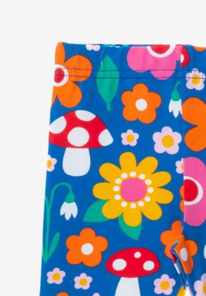 Bio Baumwoll - Leggings mit Blumen Muster und Pilz Applikationen - Toby Tiger GmbH