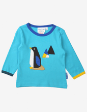 Laden Sie das Bild in den Galerie-Viewer, Bio Baumwoll-Langarmshirt mit Pinguin-Applikationen
