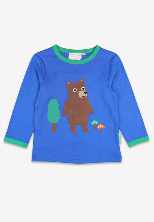 Bio-Baumwoll Kinder Langarmshirt mit Bären-Applikation