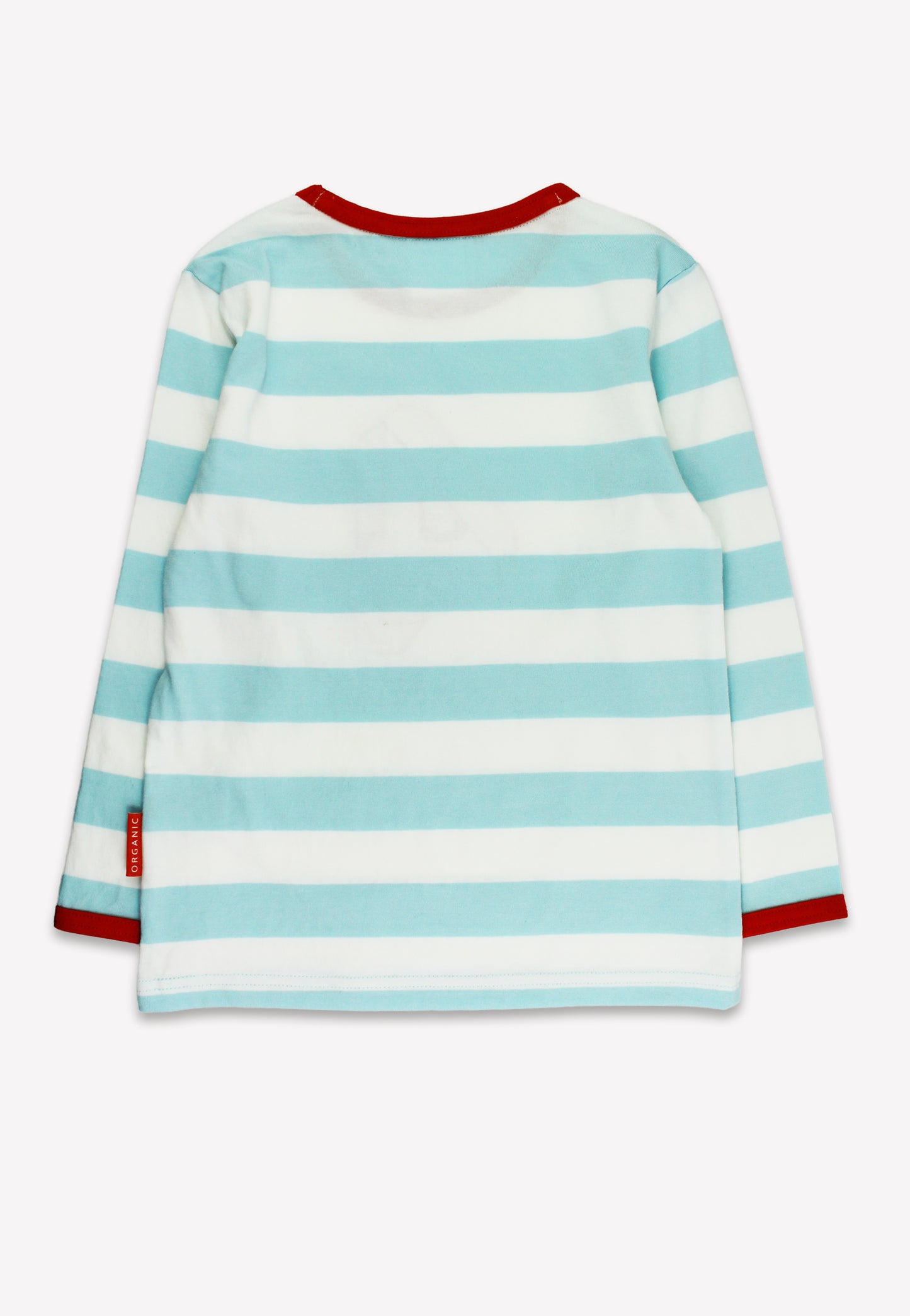 Bio-Baumwoll Kinder Langarmhirt hellblau-gestreift mit Vier-Applikation