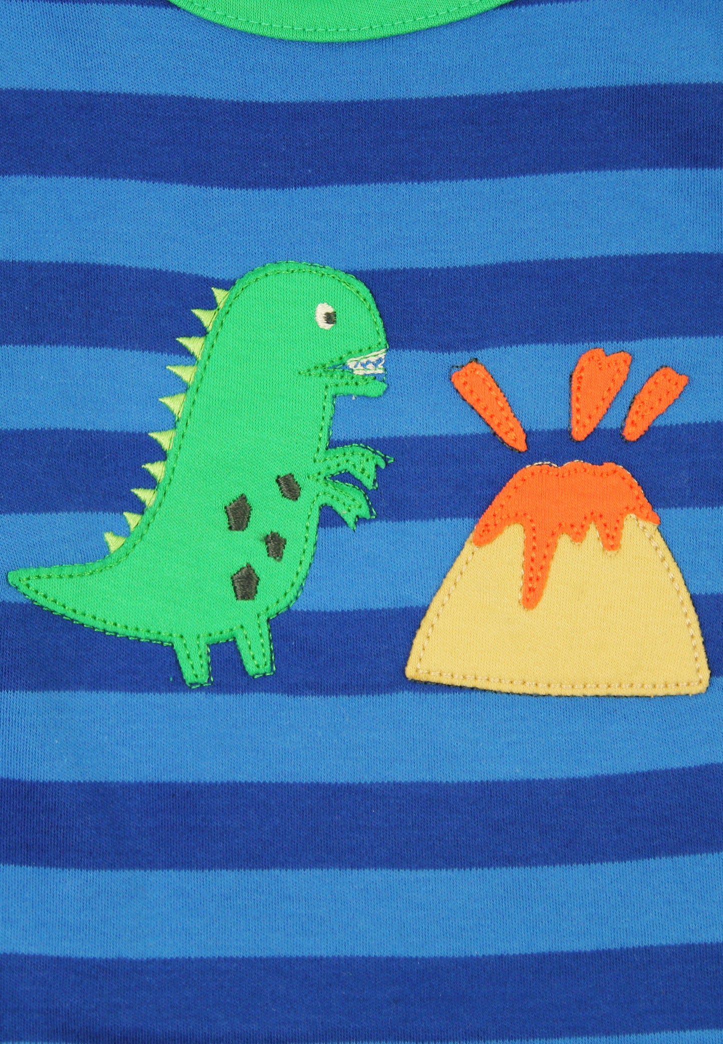 Bio-Baumwoll Kinder Langarmshirt, Blau mit Dinosaurier-Applikation