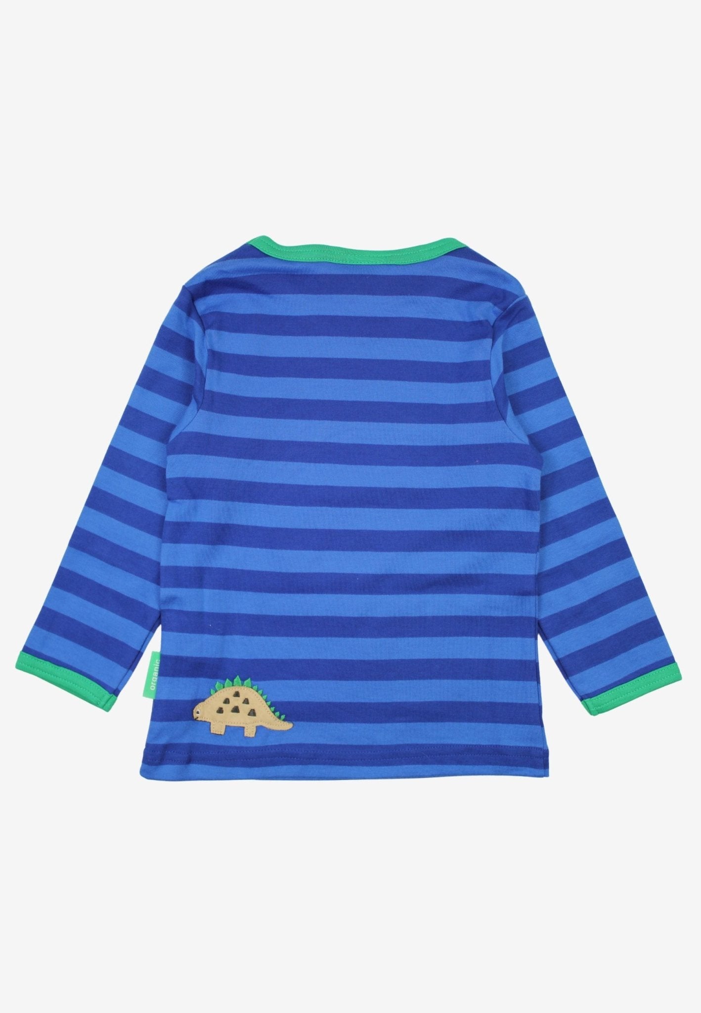 Bio - Baumwoll Kinder Langarmshirt, Blau mit Dinosaurier - Applikation - Toby Tiger GmbH