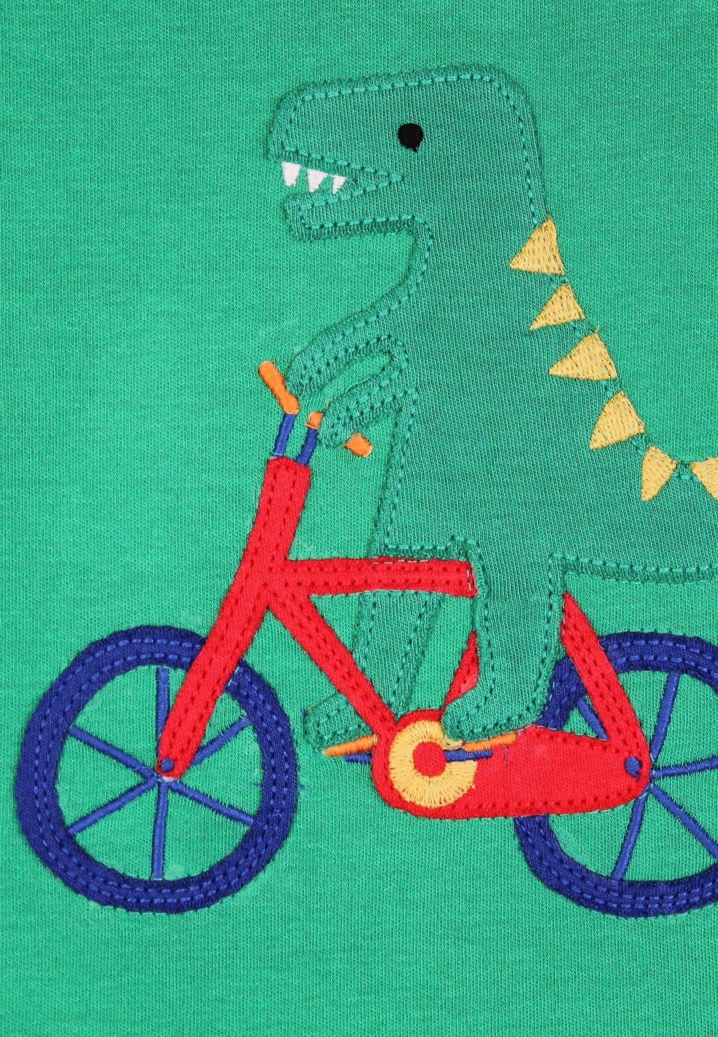 Bio-Baumwoll Kinder Langarmhirt mit Applikation Dino auf Fahrrad