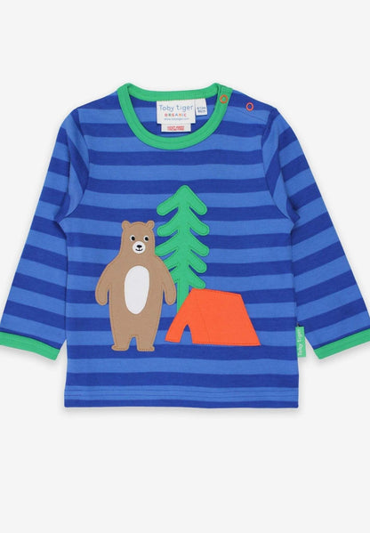 Bio Langarmshirt mit Camping Bär - Applikation - Toby Tiger GmbH