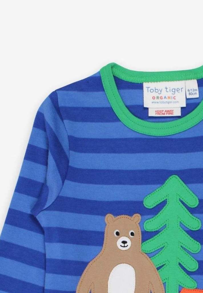 Bio Langarmshirt mit Camping Bär - Applikation - Toby Tiger GmbH