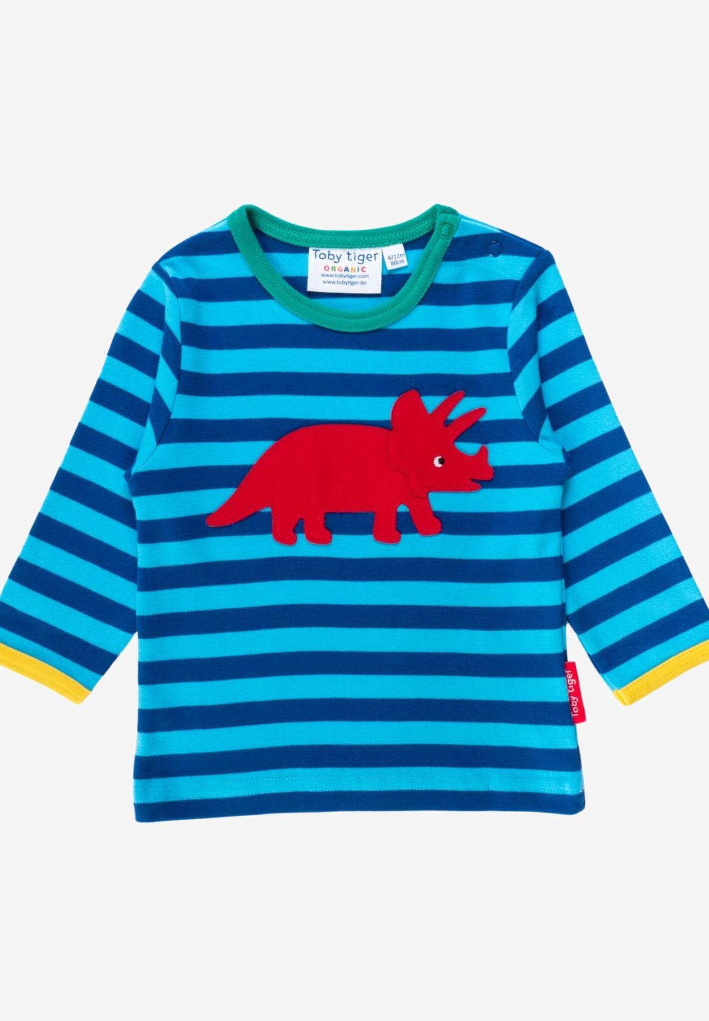 Bio Baumwoll - Langarmshirt mit Triceratops Applikationen - Toby Tiger GmbH