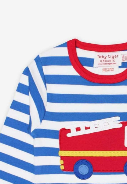 Bio Langarmshirt mit Feuerwehrauto - Applikation - Toby Tiger GmbH