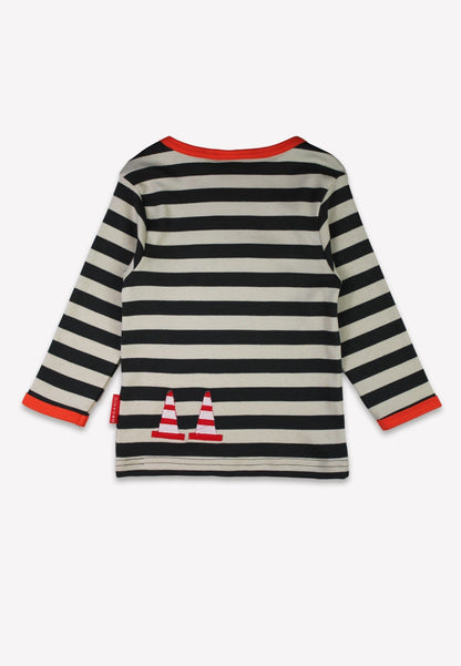 Bio - Baumwoll Kinder Langarmshirt, Grau mit Bagger - Applikation - Toby Tiger GmbH