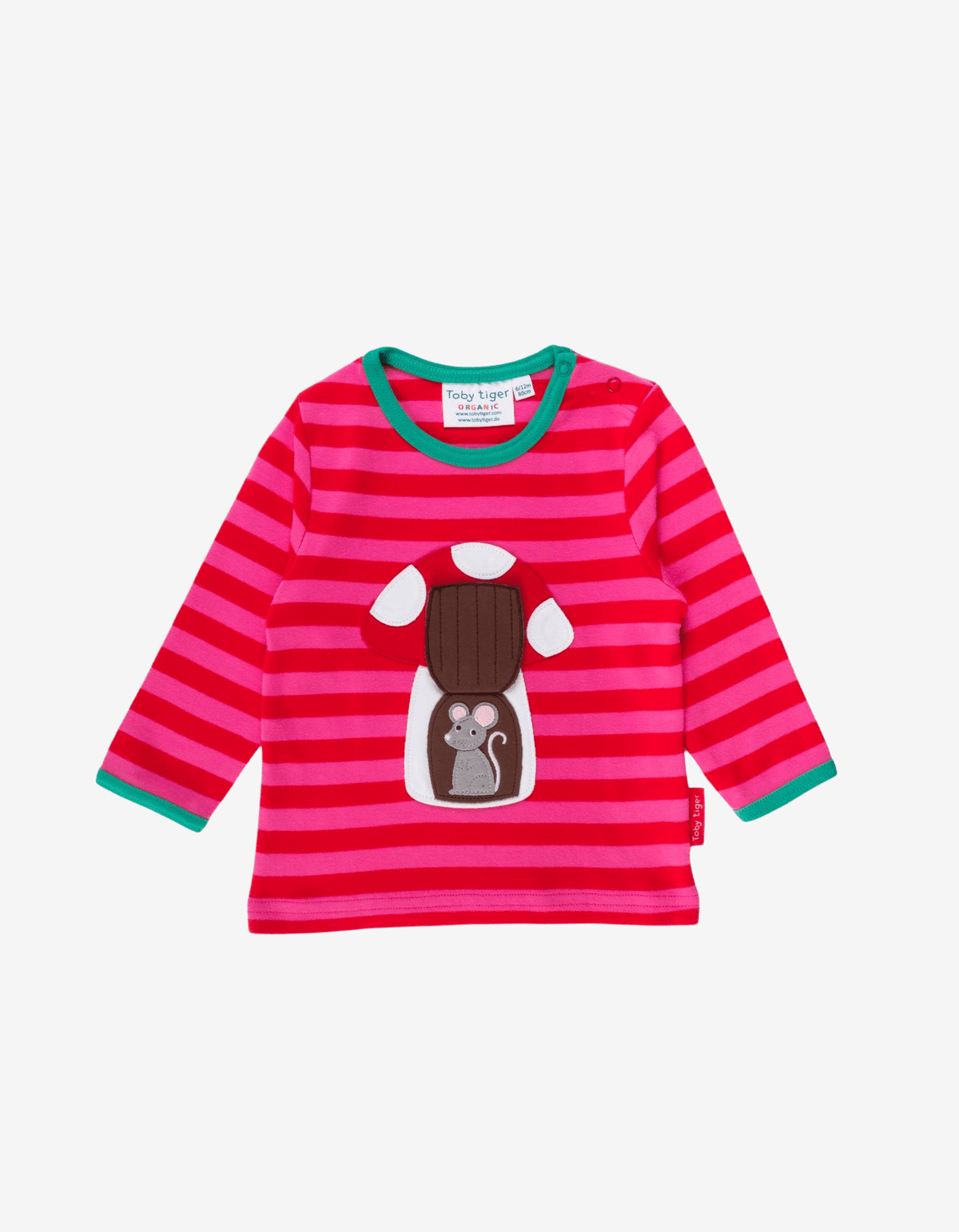 Bio Baumwoll-Langarmshirt mit Maus und Pilz Applikationen