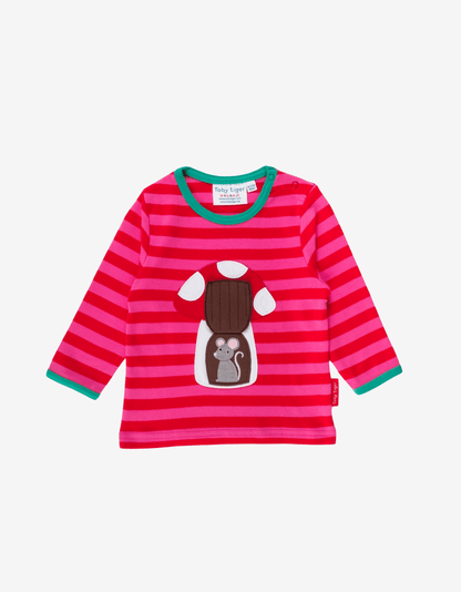 Bio Baumwoll-Langarmshirt mit Maus und Pilz Applikationen