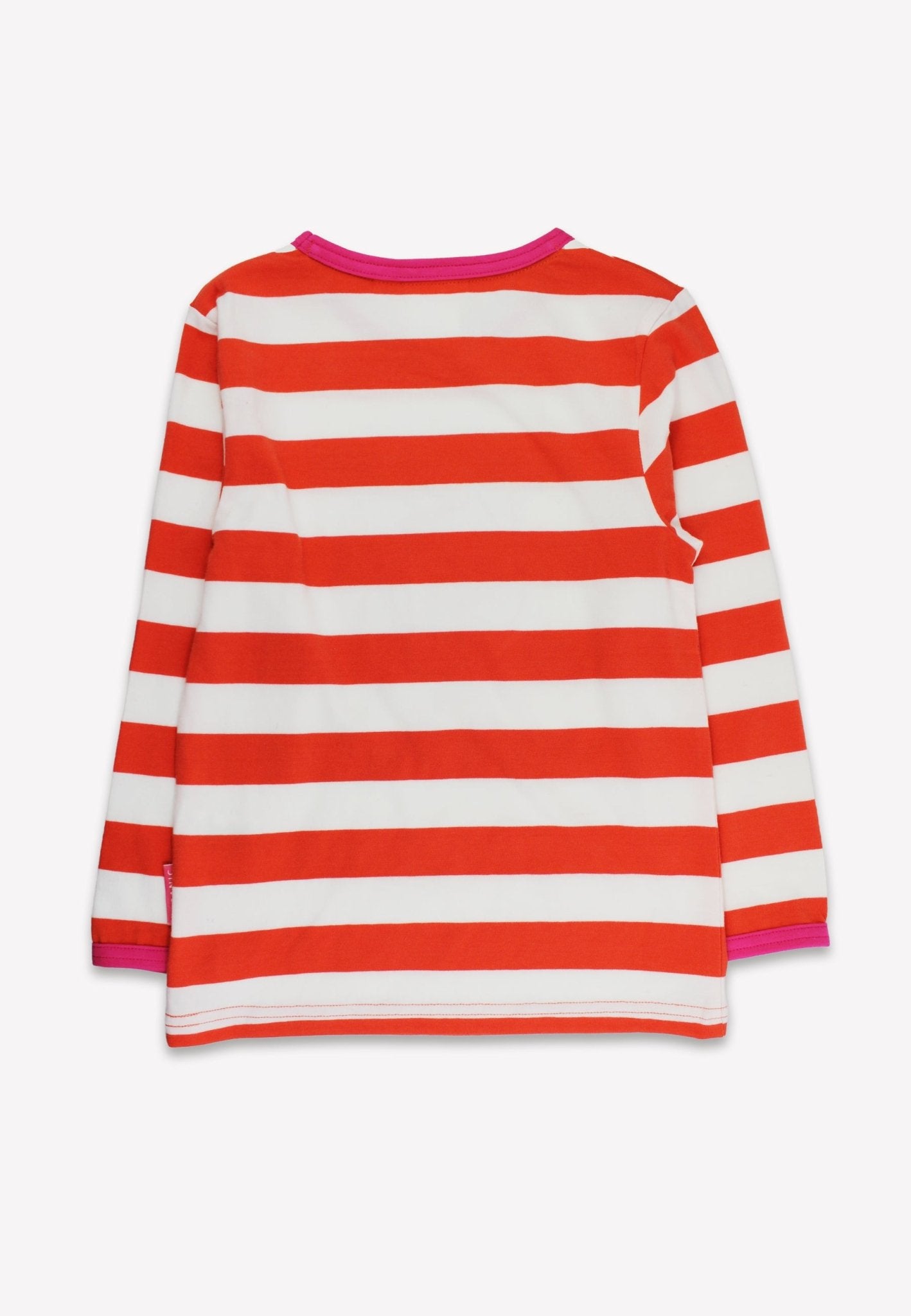 Bio - Baumwoll Kinder Langarmhirt orange - gestreift mit Fünf - Applikation - Toby Tiger GmbH