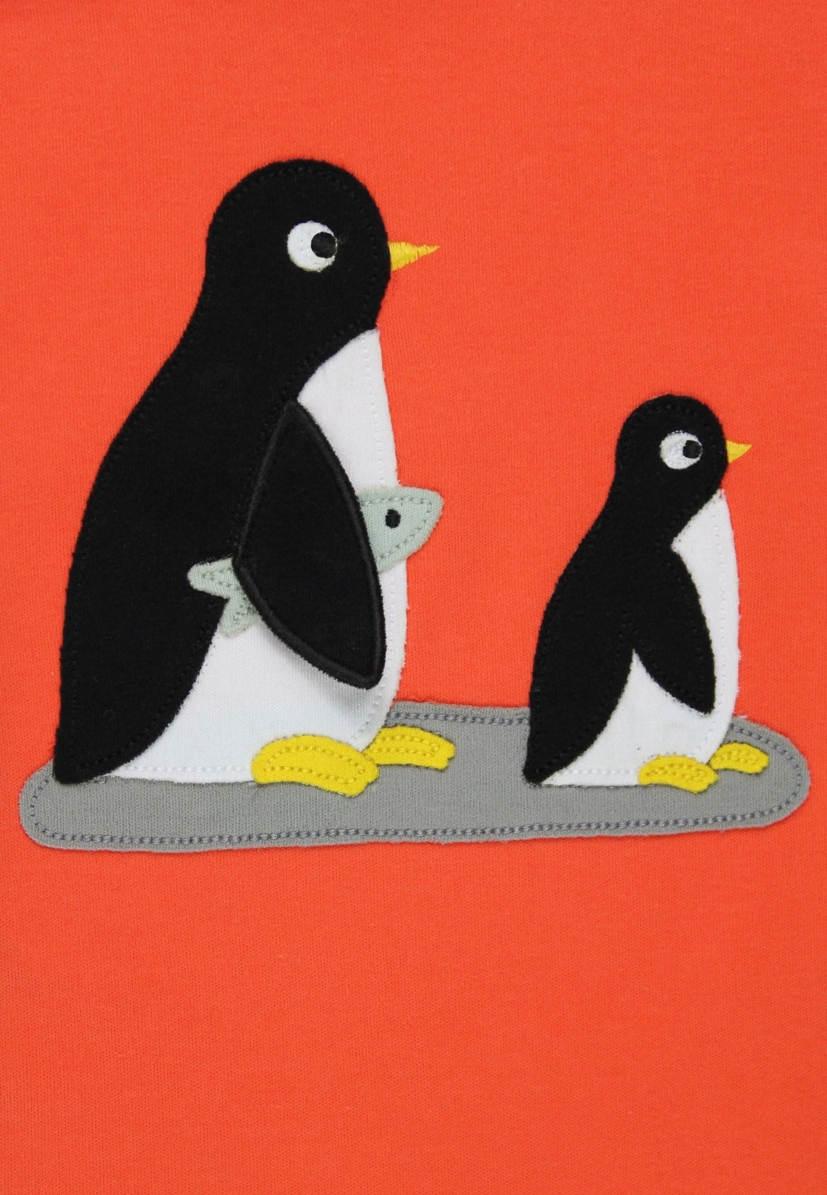Organic Cotton Kids' Long-Sleeved Shirt with Penguin Applique