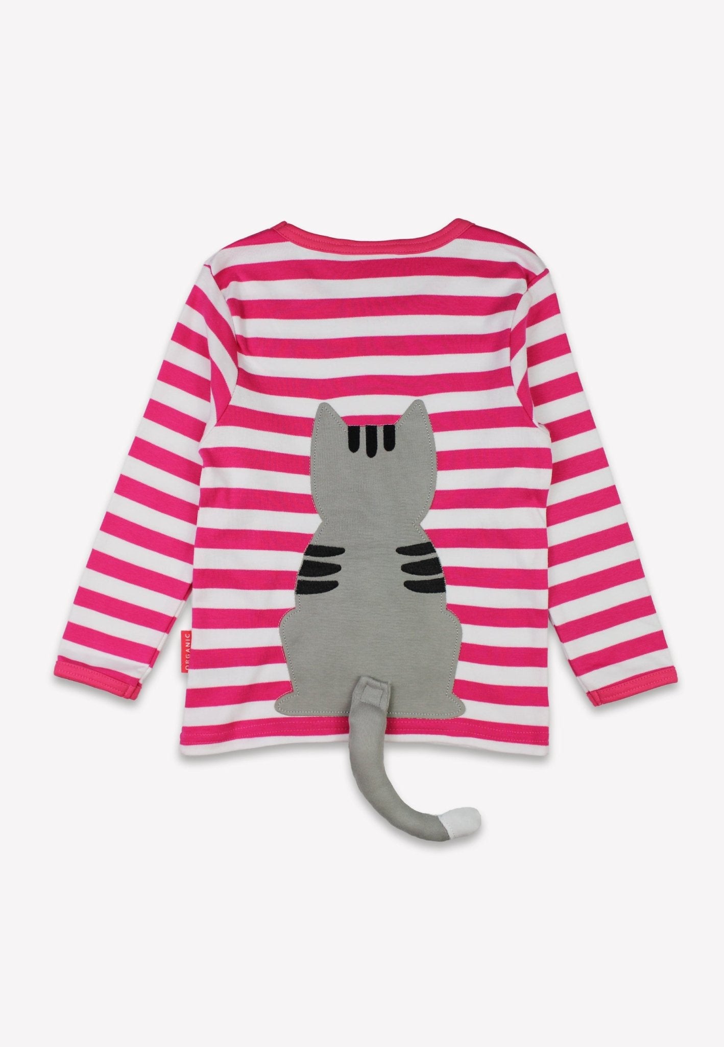 Bio - Baumwoll Kinder Langarmshirt, Pink mit Kätzchen - Applikation - Toby Tiger GmbH