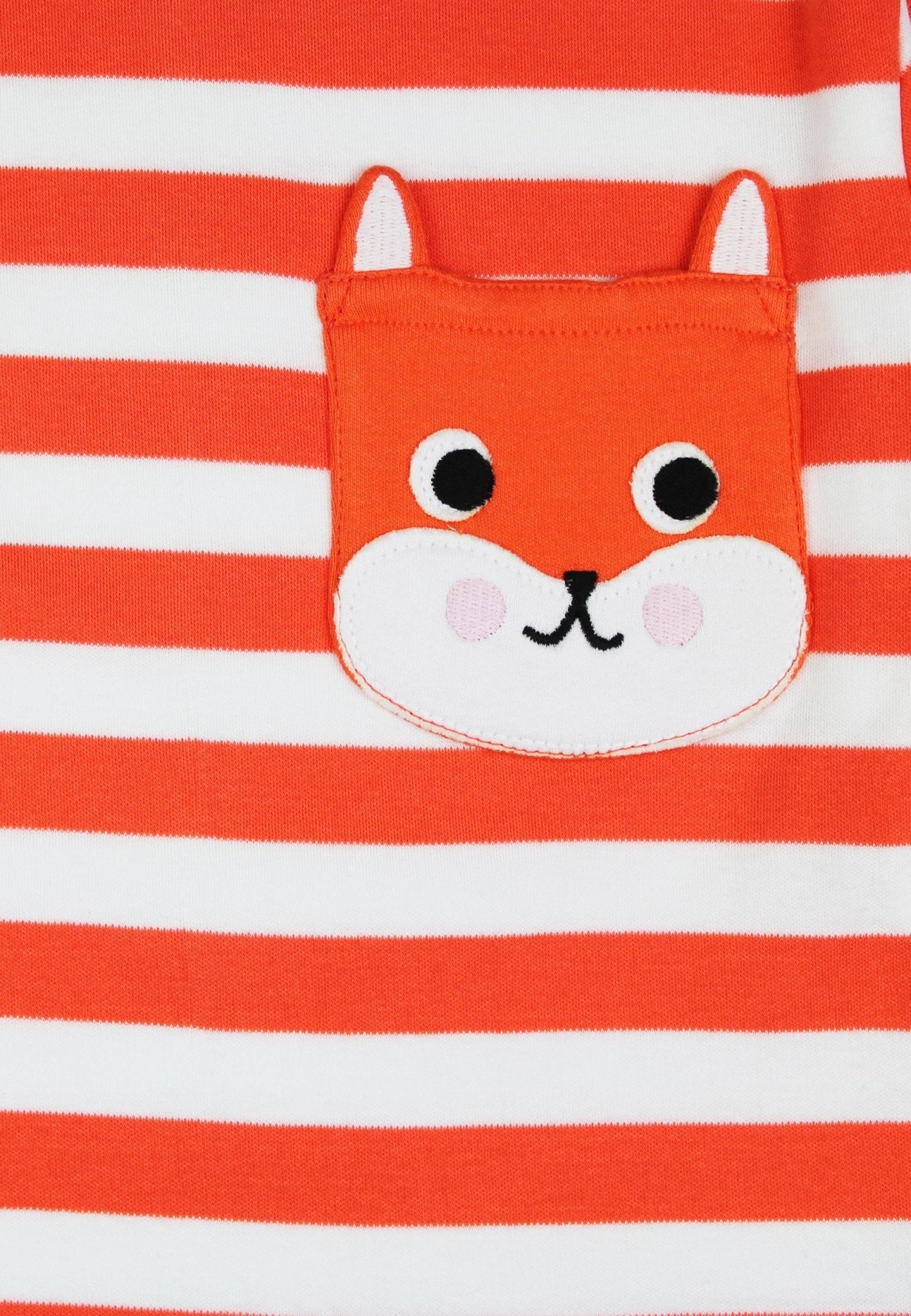 Bio-Baumwoll Kinder Langarmshirt, gestreift mit Eichhörnchen-Applikation auf der Brusttasche