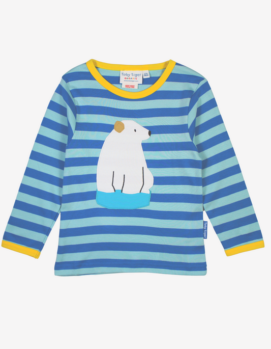 Organic cotton long-sleeved shirt with polar bear appliqués