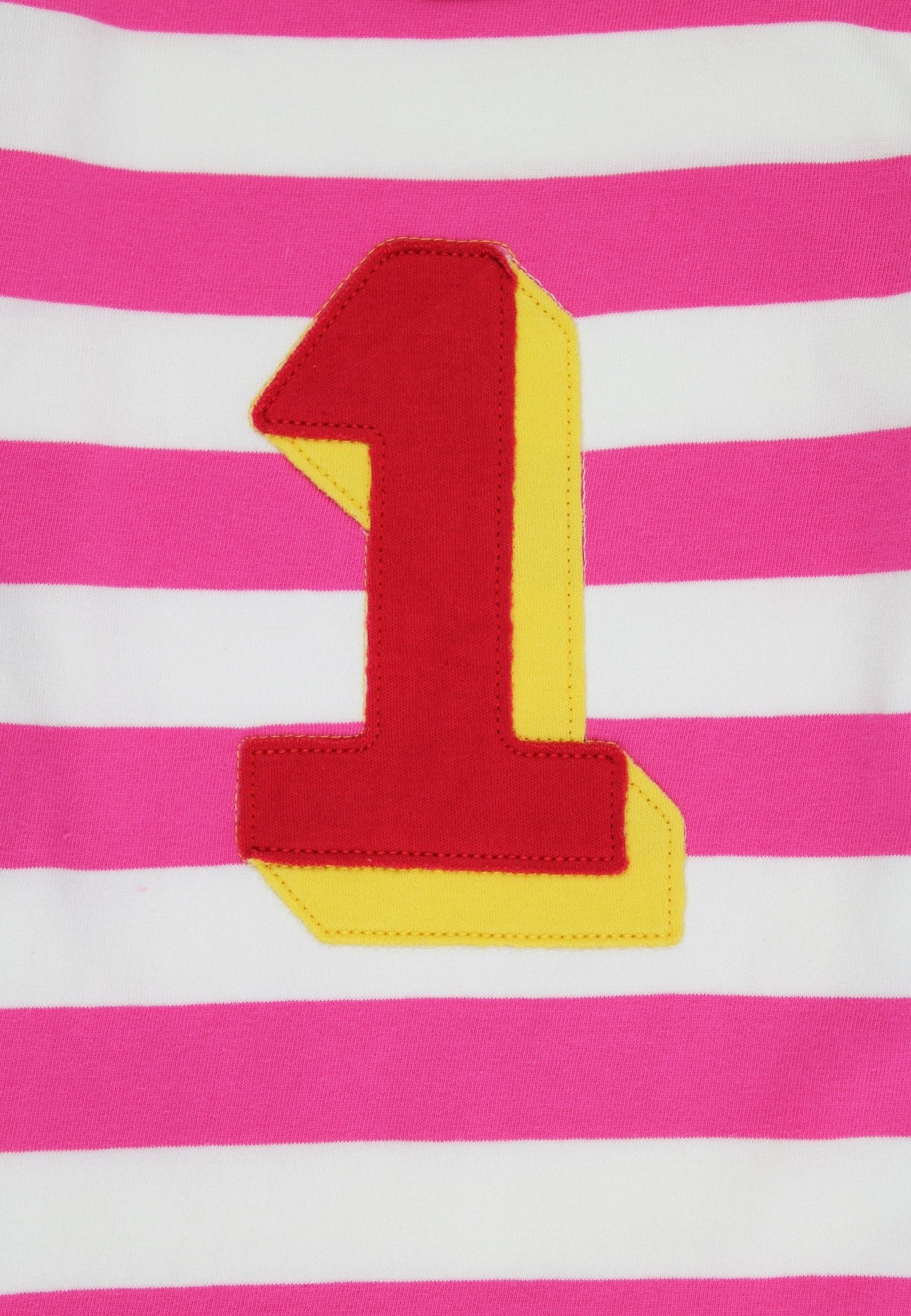 Bio - Baumwoll Kinder Langarmhirt pink - gestreift mit Eins - Applikation - Toby Tiger GmbH
