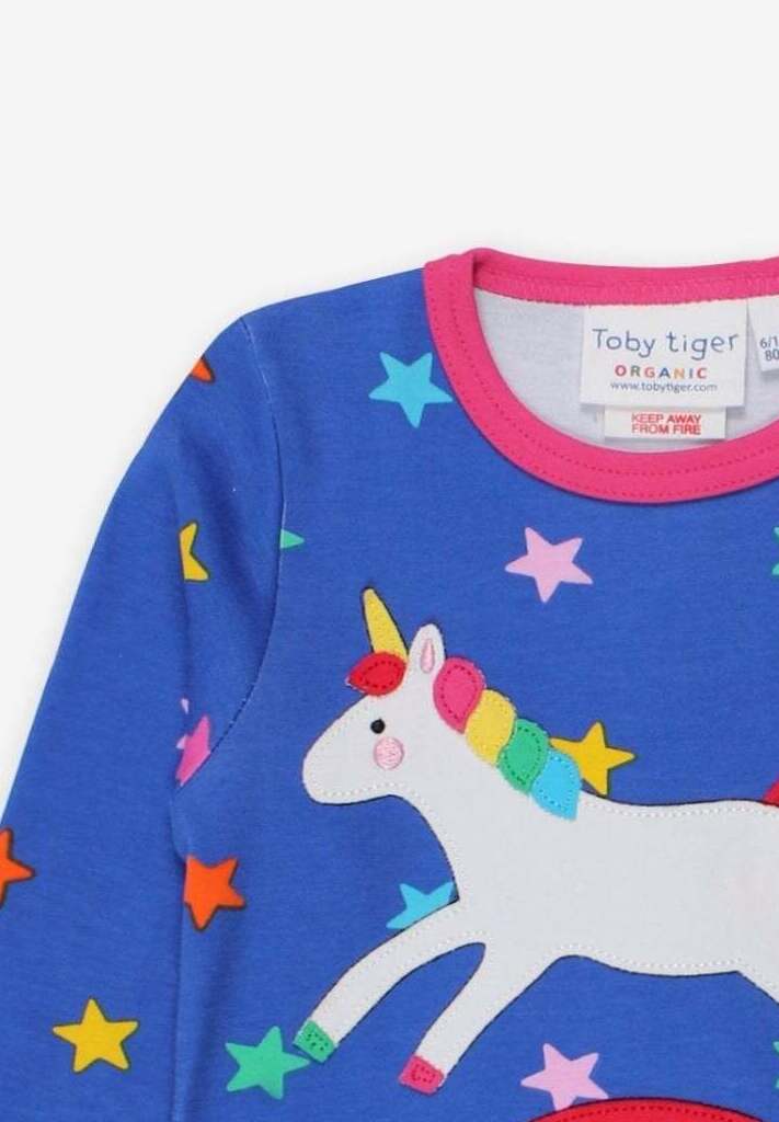 Langarmshirt mit Einhorn und Regenbogen Applikation aus Bio Baumwolle - Toby Tiger GmbH