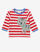 Load image into Gallery viewer, Long-sleeved shirt with cat appliqué
