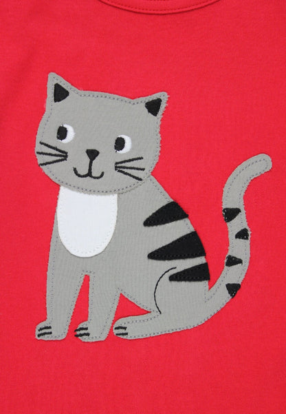 Bio-Baumwoll Kinder Langarmshirt mit Katzen-Applikation