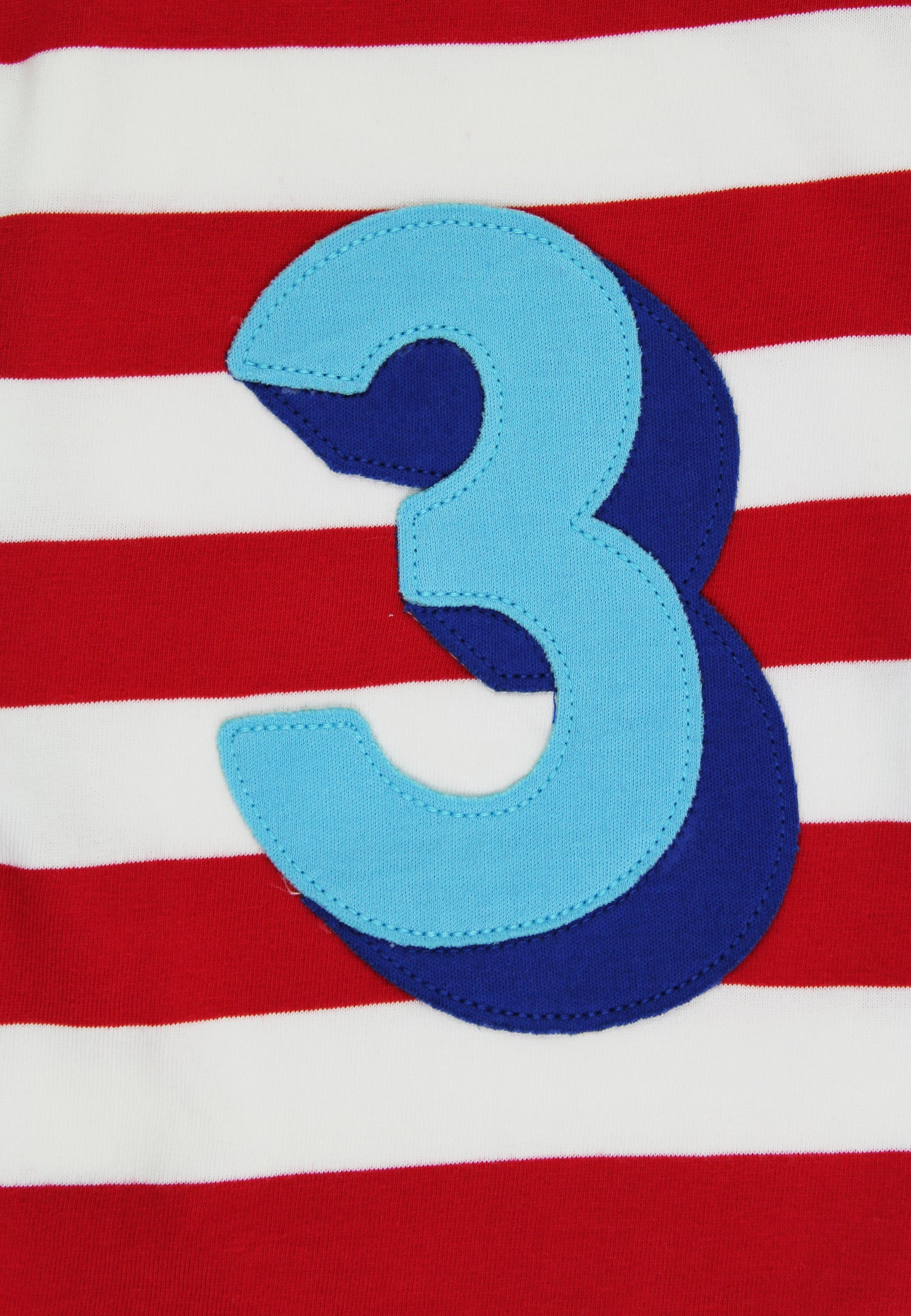 Bio-Baumwoll Kinder Langarmhirt rot-gestreift mit Drei-Applikation