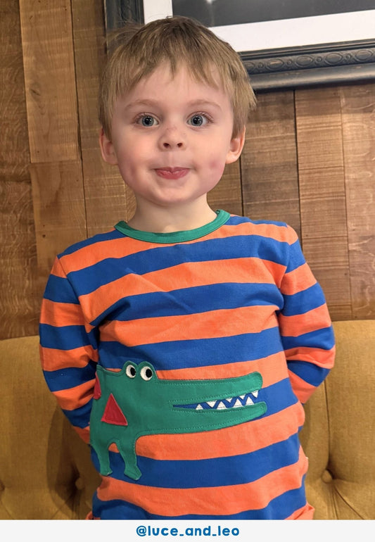 Bio - Baumwoll Kinder Shirt mit Krokodil - Applikation - Toby Tiger GmbH