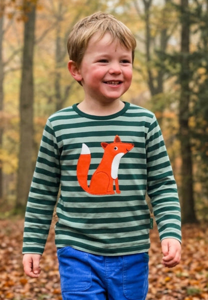 Bio-Baumwoll Kinder Langarmshirt mit Fuchs-Applikation
