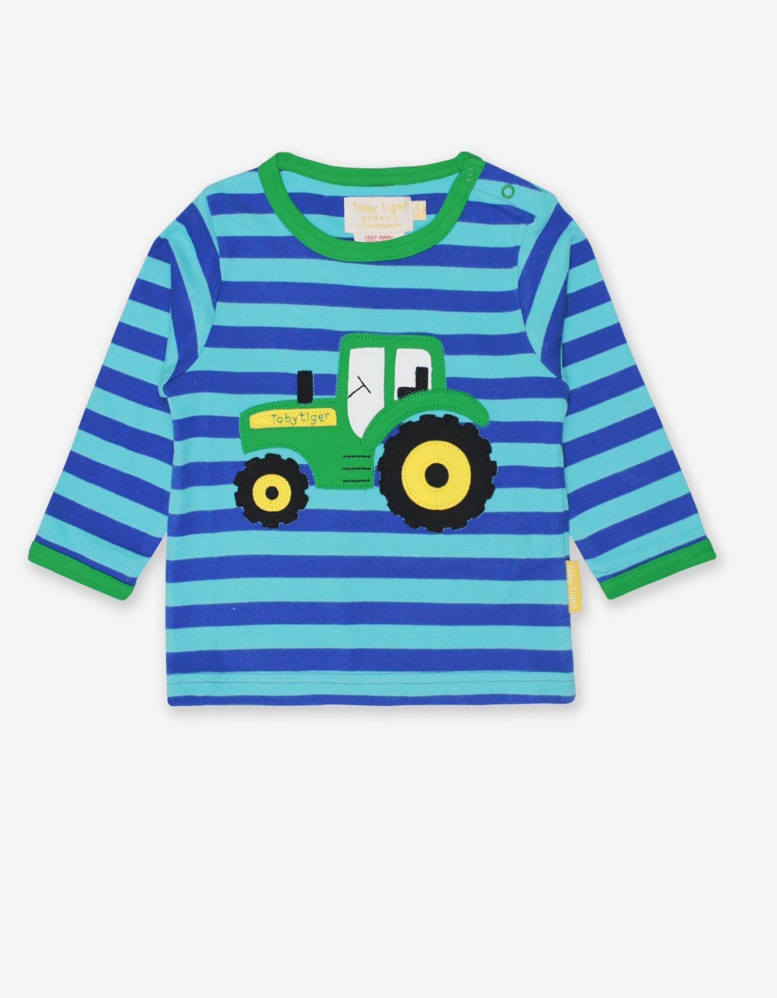 Baby Langarmshirt, gestreift aus Bio Baumwolle mit Traktor Applikation - Toby Tiger GmbH Retail