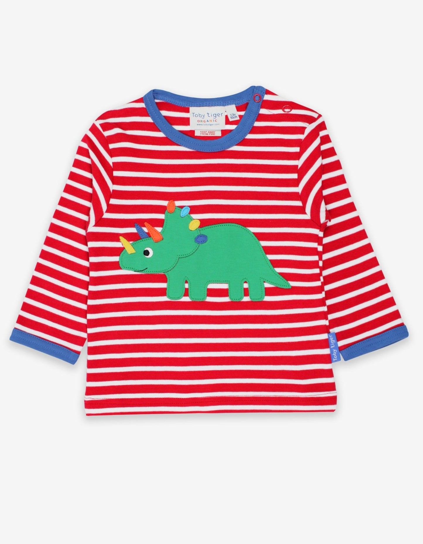 Langarmshirt aus Bio Baumwolle, gestreift mit Dino Applikation - Toby Tiger GmbH Retail