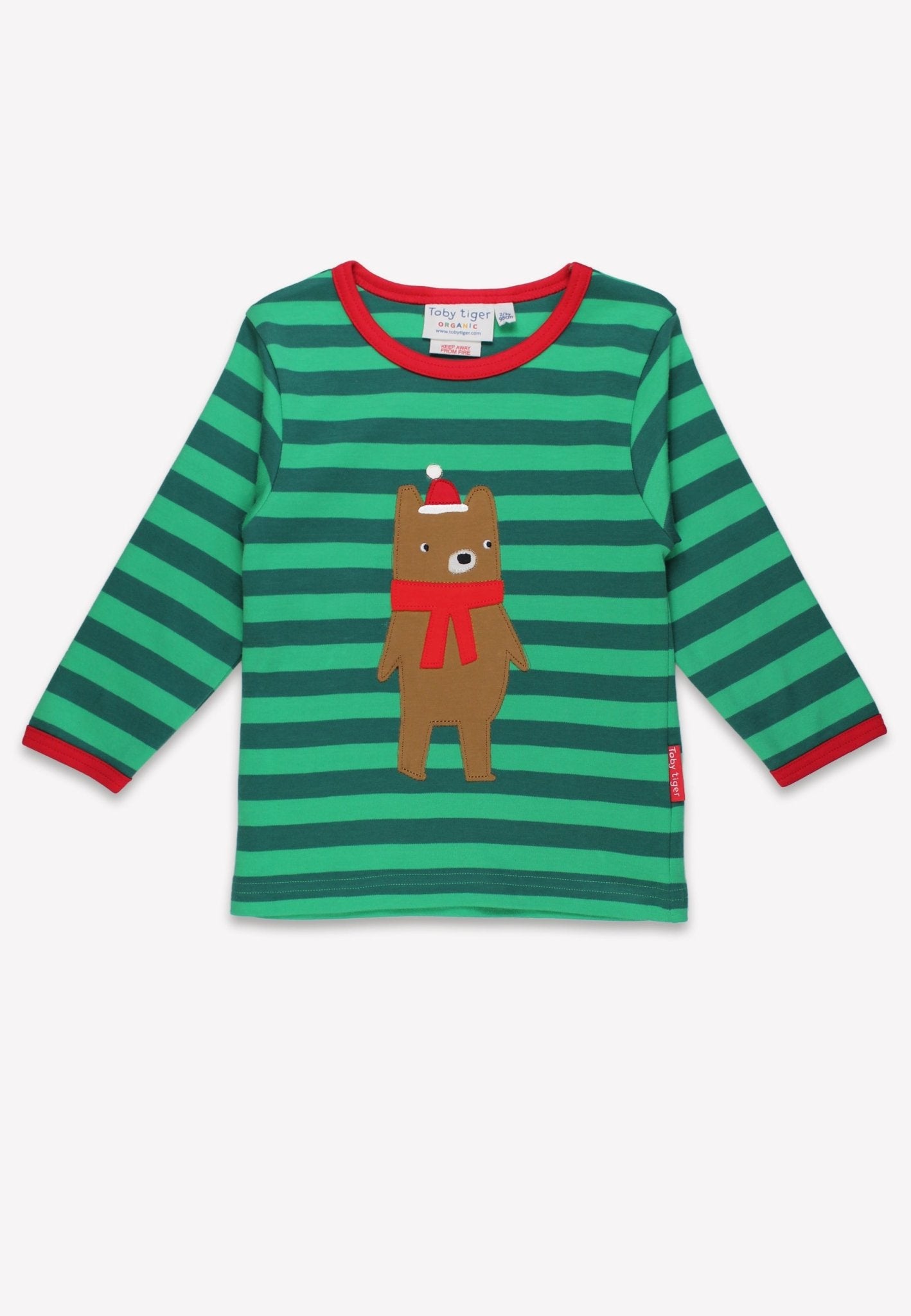 Bio - Baumwoll Kinder Langarmshirt mit Weihnachtsbär - Applikation - Toby Tiger GmbH