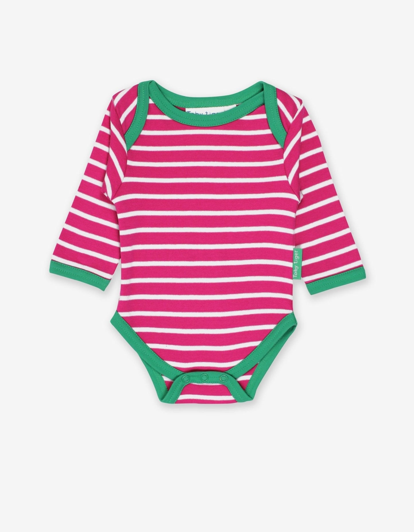 Baby Body mit Schlupfaussschnitt rosa gestreift aus Bio Baumwolle - Toby Tiger GmbH Retail