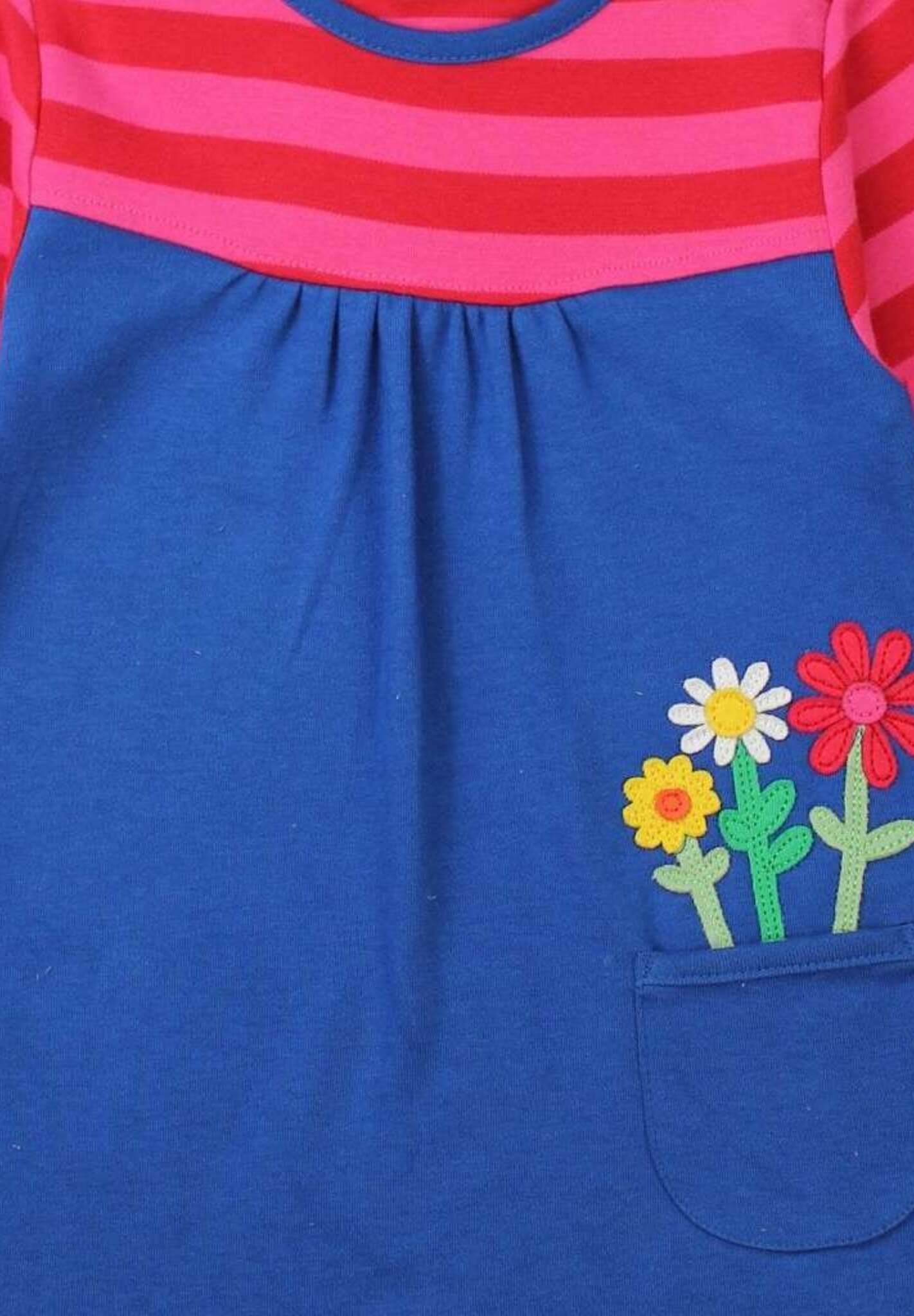 Bio Baumwoll - Langarmkleid mit Blumenapplikationen - Toby Tiger GmbH