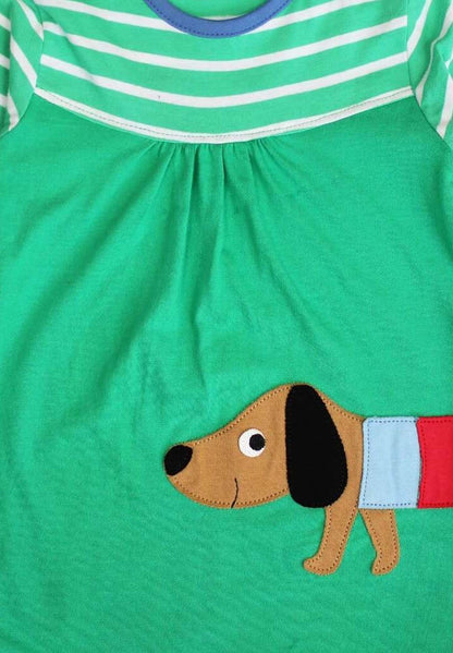 Langärmeliges Bio - Kleid mit Dachshund - Applikation - Toby Tiger GmbH